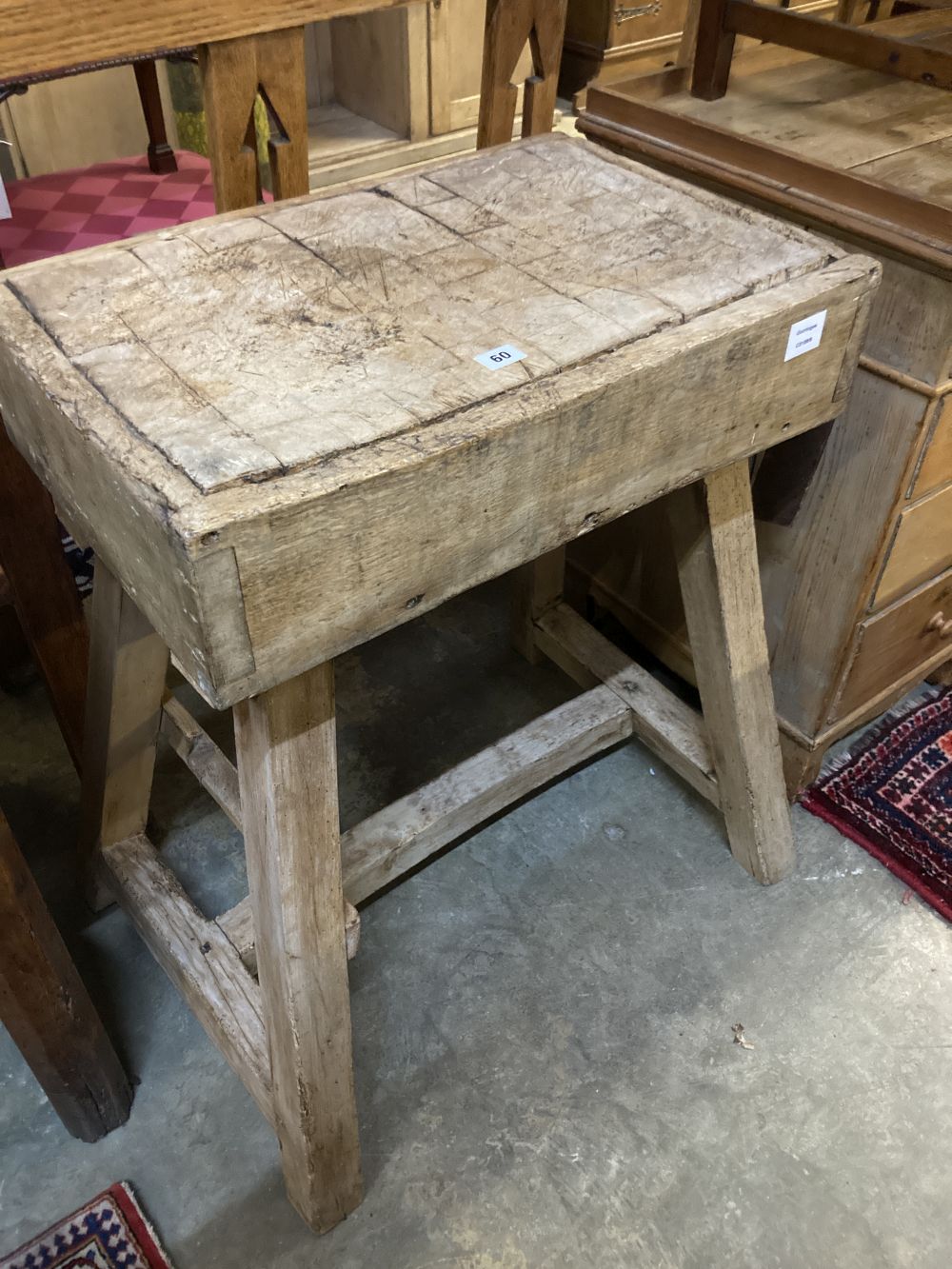 A butchers block, 61 x 40cm height 83cm